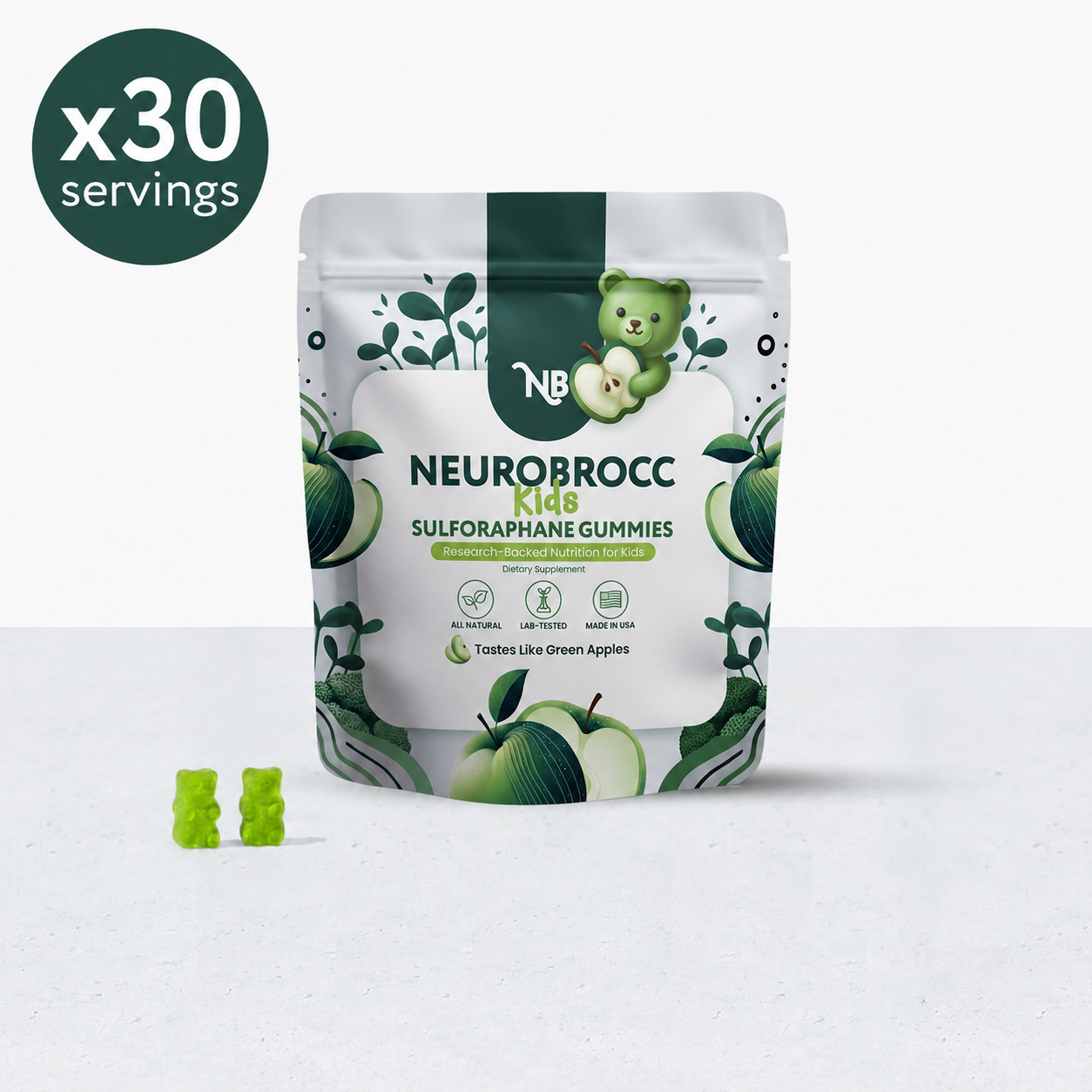 NeuroBrocc - Green Apple-Flavored Vegan Gummies