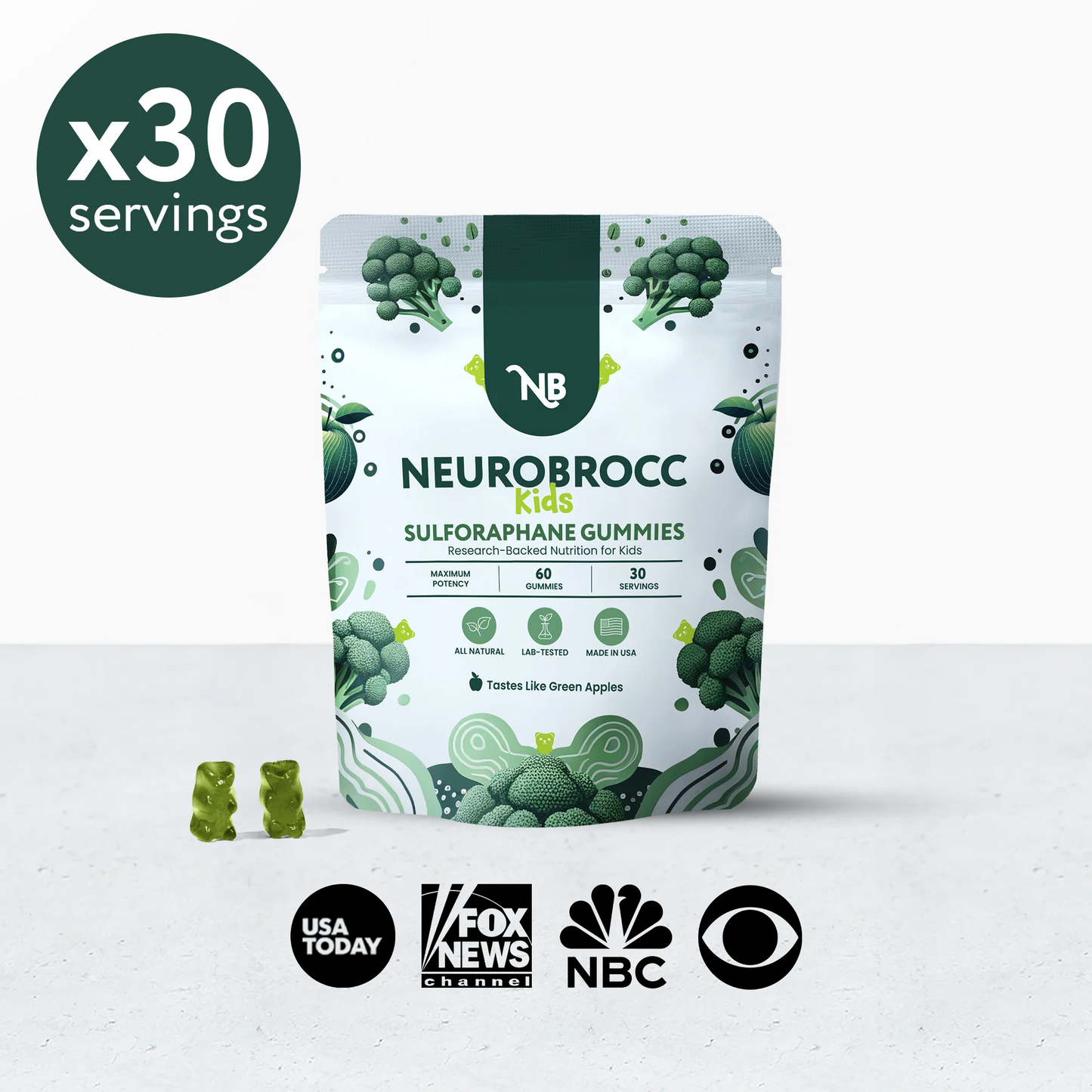 NeuroBrocc - Green Apple-Flavored Vegan Gummies