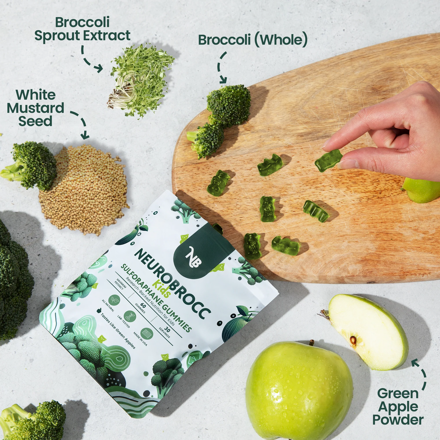 NeuroBrocc - Green Apple-Flavored Vegan Gummies